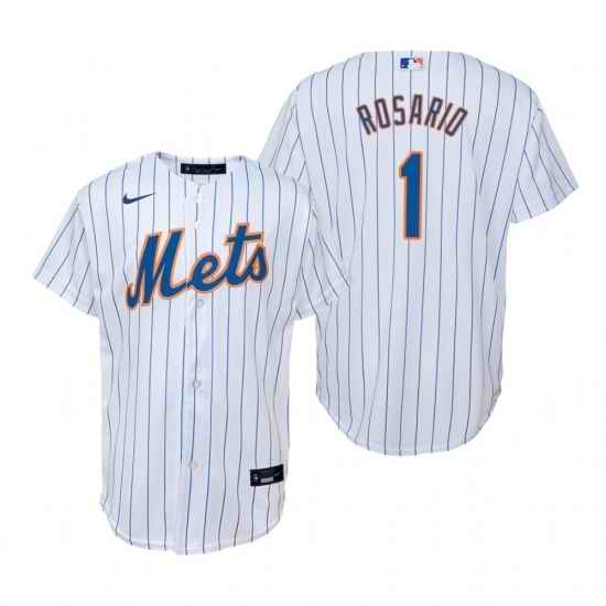 Mens Nike New York Mets 1 Amed Rosario White Home Stitched Baseball Jersey